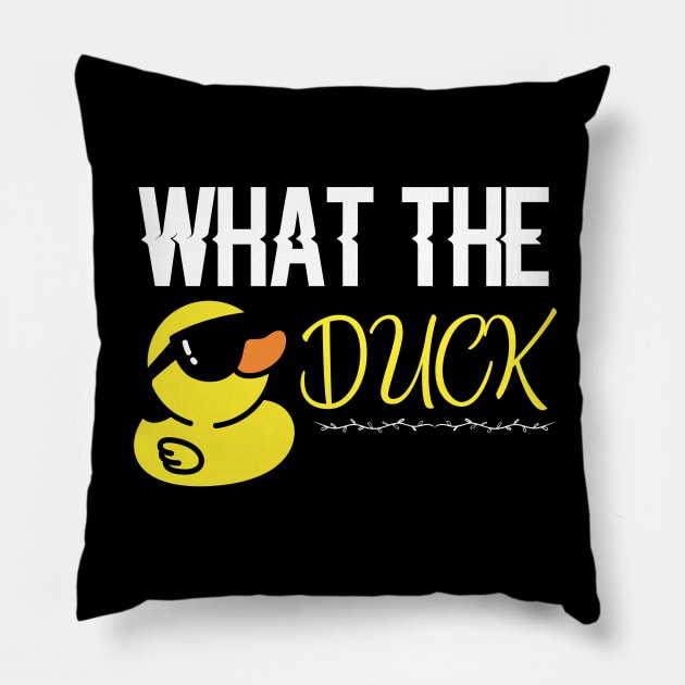 What The Duck Funny Pillow by Teesquares