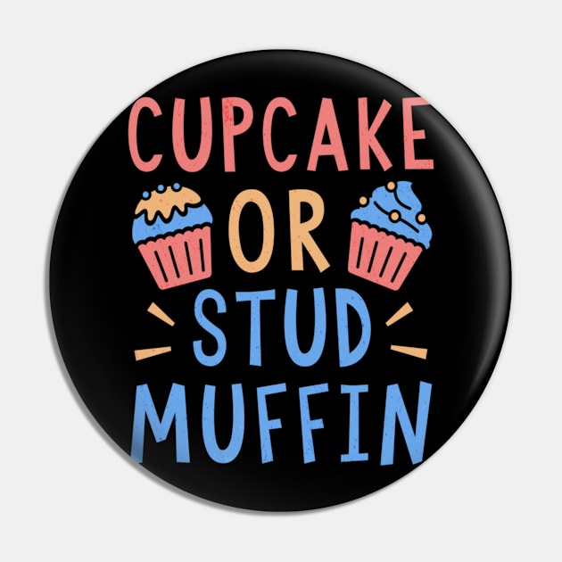 Baby Gender Reveal Party - Cupcake or Stud Muffin Pin by Sassee Designs