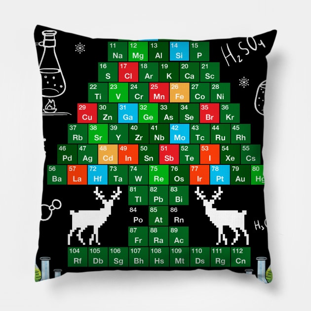 Oh Chemistree Chemist Christmas Tree Science Chemistry Xmas Pillow by Dunnhlpp