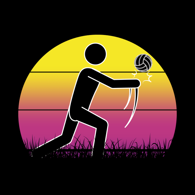 Travel back in time with beach volleyball - Retro Sunsets shirt featuring a player! by Gomqes