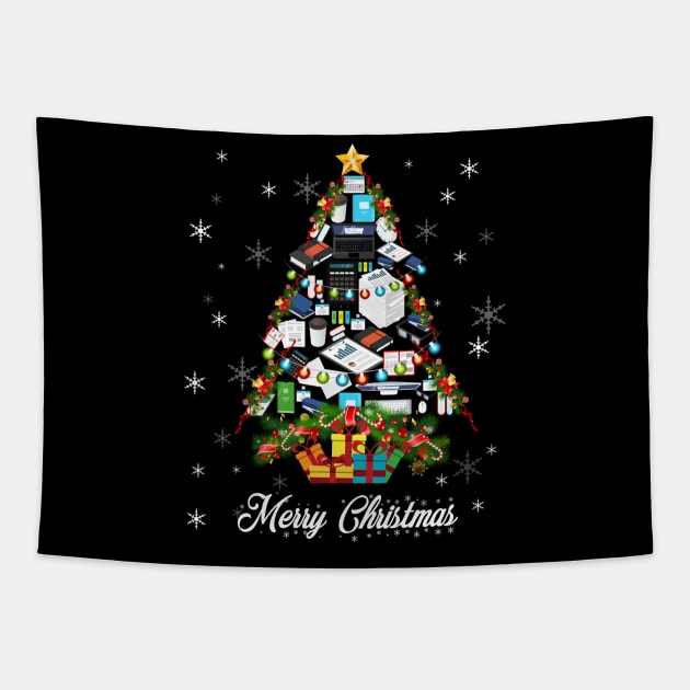 Funny Mery Christmas Accountant Tree Christmas Stars In Snow Tapestry by Sinclairmccallsavd