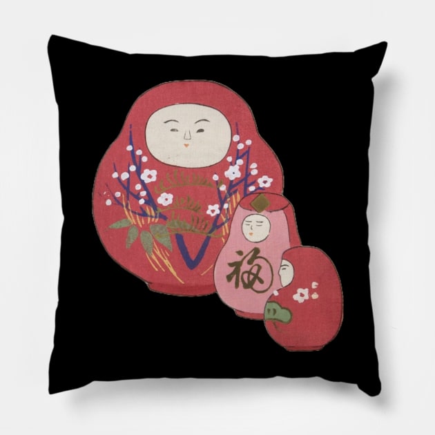 Japanese Matryoshka Doll Nesting Doll Kokeshi Doll Pillow by TV Dinners