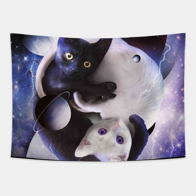 Cosmic Yin Yang Cats Tapestry by Random Galaxy