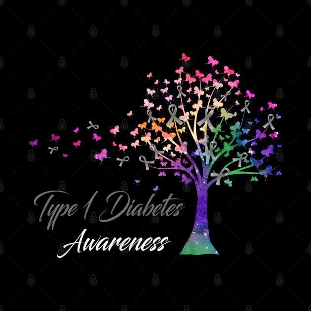 Tree Ribbons Type 1 Diabetes Awareness Support Type 1 Diabetes Warrior Gifts by ThePassion99