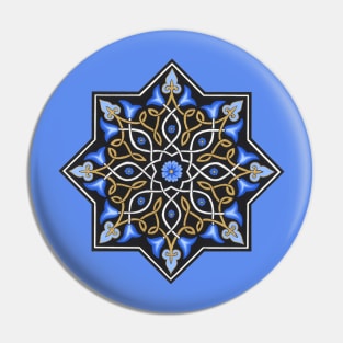 Islamic biomorph black and powder blue design Pin