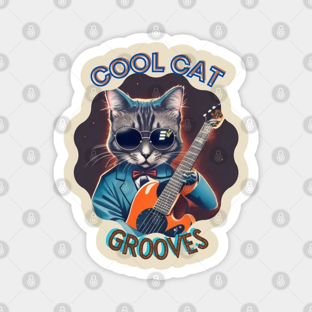 Cool Cat: "Cool Cat Grooves" Magnet by LionCreativeFashionHubMx