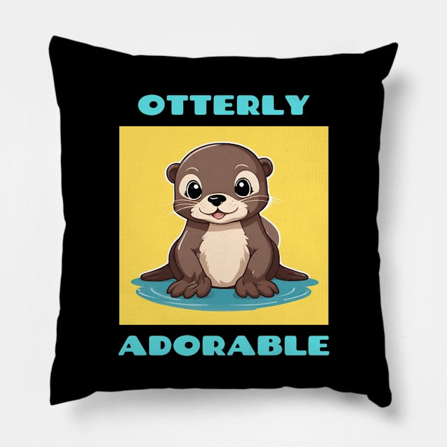 Otterly Adorable | Otter Pun Pillow by Allthingspunny