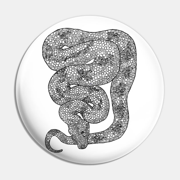 Mosaic Black and White Python Pin by Art of V. Cook