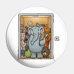 Overloaded elevator with animal Pin