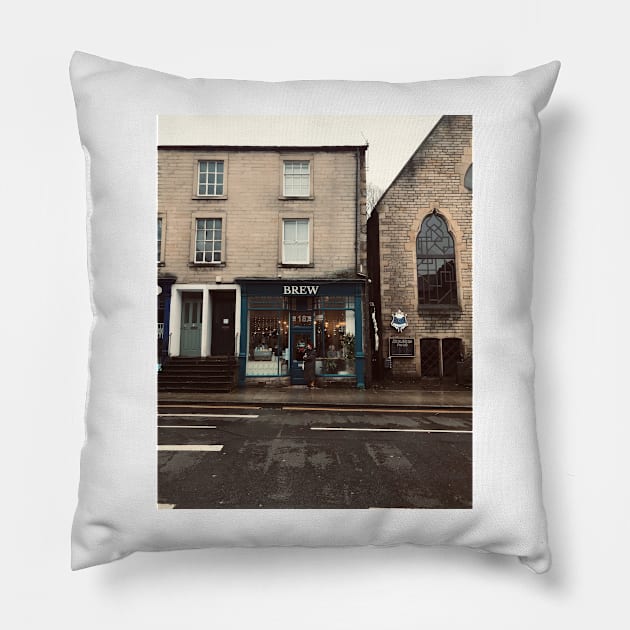 Brew café, Lancaster, Lancashire Pillow by mywanderings