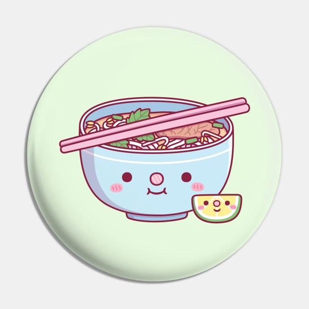 Cute Pho Rice Noodle And Lime Doodle Pin by rustydoodle