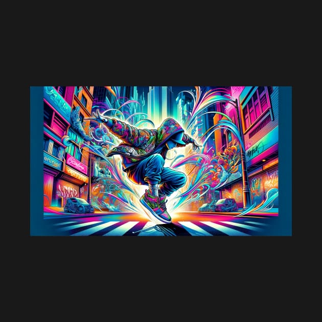 Neon Glide: The Urban Dance of Light and Shadow by heartyARTworks