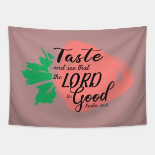 Strawberry Print Psalm34 Tapestry