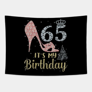 Girl Shoes & Lights Step Into 65 Years Old Its My Birthday Tapestry