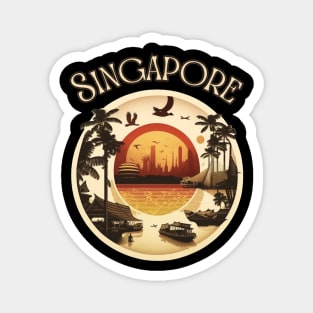 Singapore City Skyline Travel art Magnet