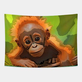 Baby Orangutan Abstract Tapestry