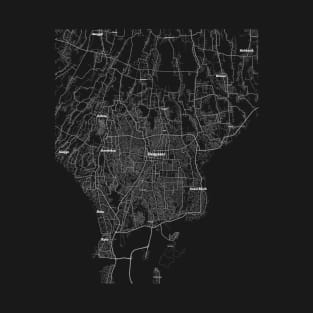 4K Denpasar Bali Indonesia Map | HD Denpasar Bali Indonesia Map | Black And White Map Of Denpasar Bali Indonesia T-Shirt