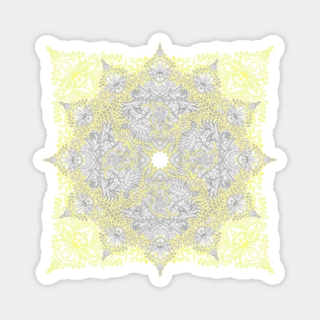 Sunny Doodle Mandala in Yellow & Grey Magnet by micklyn