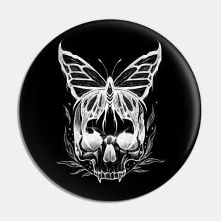 Skull and Butterfly (white version) Pin