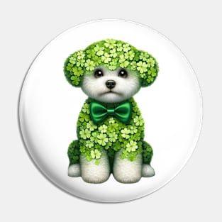 Clover Bichon Frise Dog St Patricks Day Pin