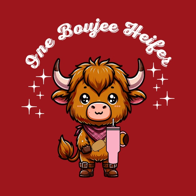 Boujee Heifer Highland Cow Valentines Day Farmyard Animal by SilverLake