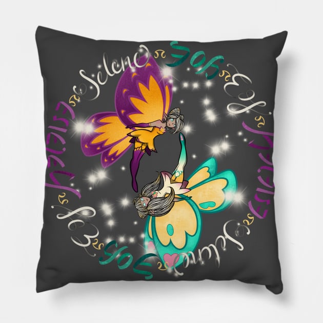 Scholar Love - Final Fantasy 14 Eos and Selene Healer Fairies Pillow by SamInJapan