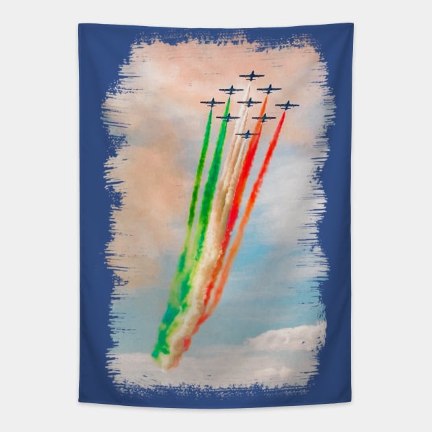 Airshow of the Italian Frecce Tricolori Tapestry by RiverPhildon