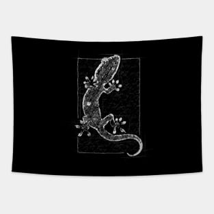 Lizard Sketch in Chalk Style Black and White Tapestry