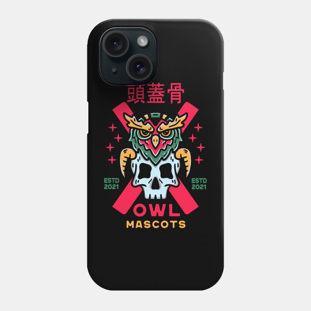 Owl with skull japanese Style Illustrations Phone Case by Guideline.std