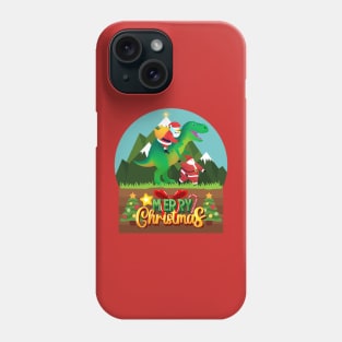 Santa Claus riding a dinosaur Phone Case