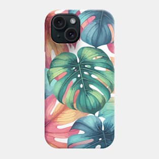 Colorful Monstera Tropical Leaves Phone Case