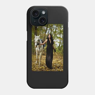 Woman with horse in the forest Phone Case
