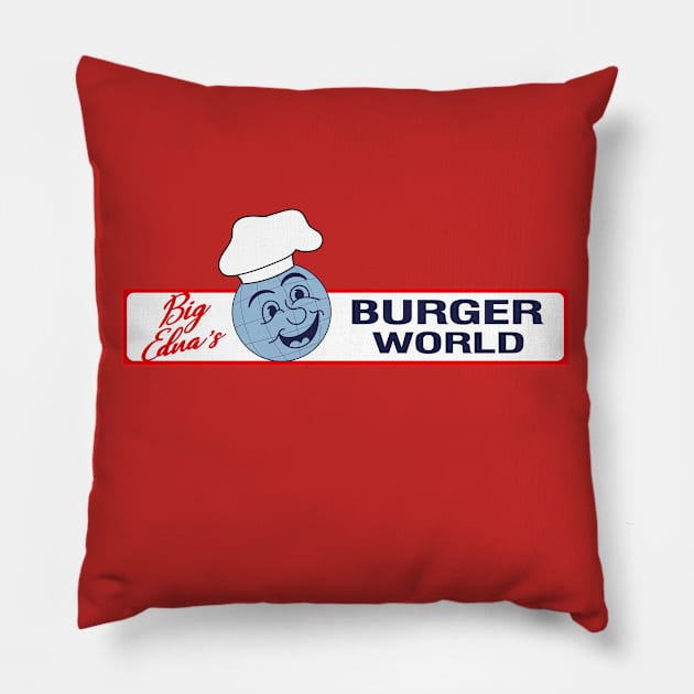 Big Edna's Burger World Pillow by Meta Cortex