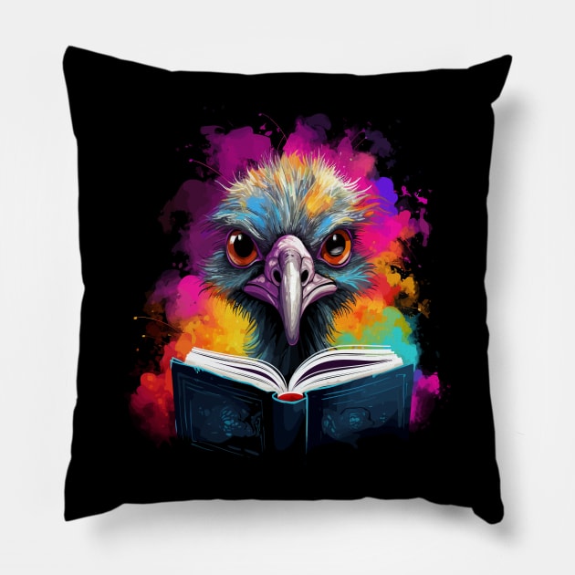 Ostrich Reads Book Pillow by JH Mart