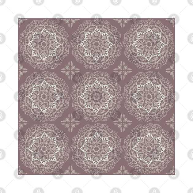 Mandala Tiles on Grey Pink Background by ArtMorfic