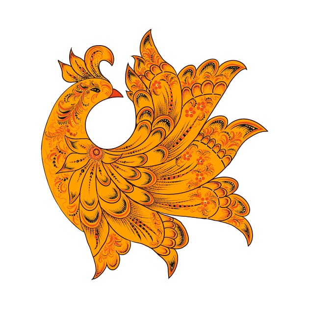 Phoenix firebird Russian folk art khokhloma by artnataly