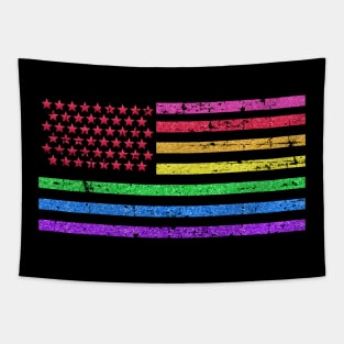 Rainbow American Flag Tapestry