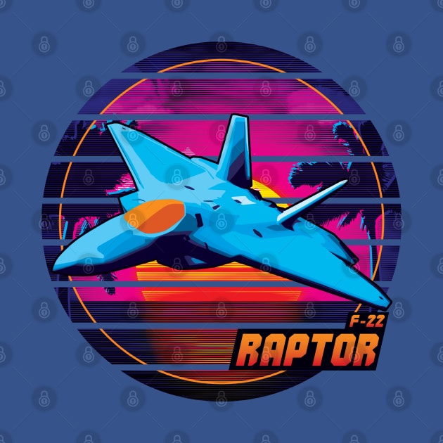 Neon Retro F-22 Raptor by patrickkingart