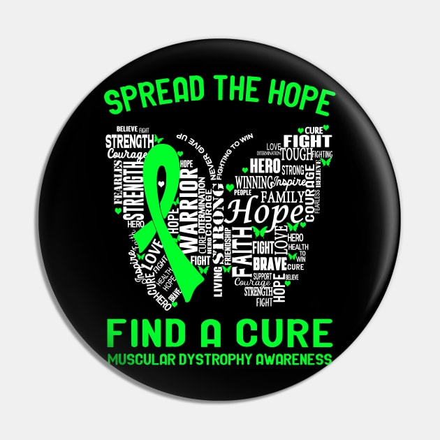 Spread The Hope Find A Cure Muscular Dystrophy Awareness Support Muscular Dystrophy Warrior Gifts Pin by ThePassion99