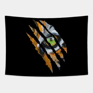 Fearless Tiger Cat Eye Claw Silhouette Tapestry