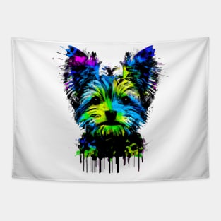 Adorable Yorkshire Terrier Puppy Dog Stencil Design Tapestry