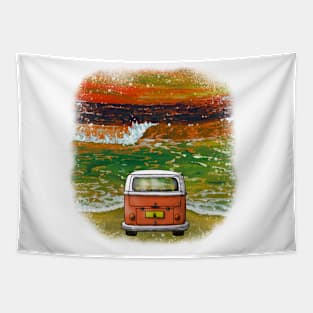 Beach Camper (Orange) Tapestry