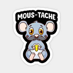 Cute & Funny Mous-Tache Mouse Pun Mustachioed Magnet