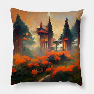 A japanese landmark in the forest Pillow