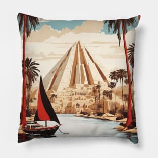 The Nile River Egypt Vintage Poster Tourism Pillow