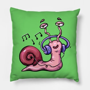 Snail Listening To Music Pillow