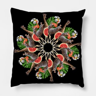 tropic animals mandala Pillow