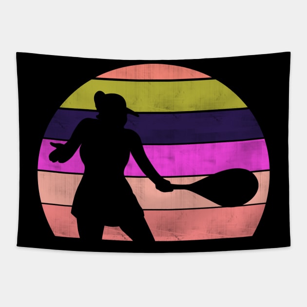 Retro Woman Tennis Tapestry by Imutobi