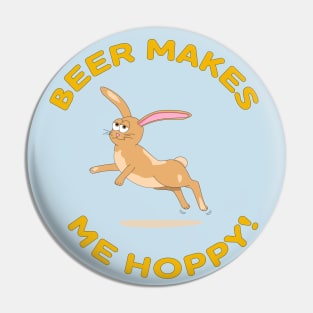 Beer Makes Me Hoppy! Funny Drinking Easter Bunny Pin