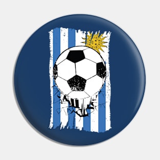 Vintage Uruguayan Flag with Football // Retro Uruguay Soccer Pin